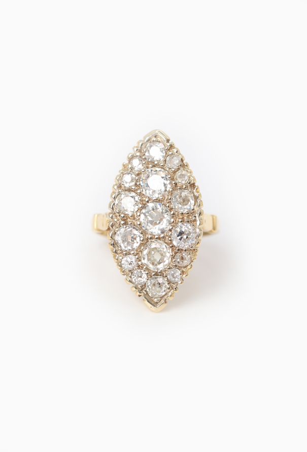 Vintage Fine Jewelry 18k Yellow Gold & Diamond Marquise Ring - 1