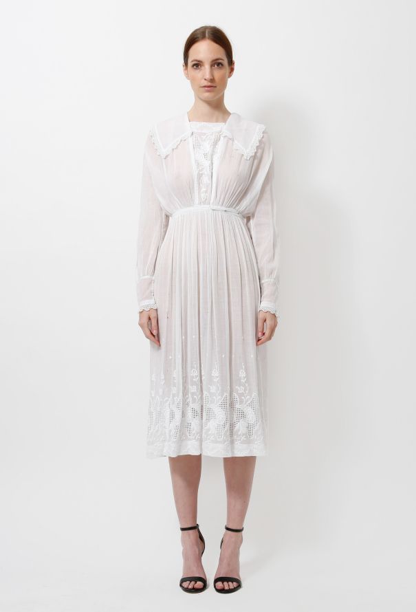 Cotton Lace Embroidered Dress - 1