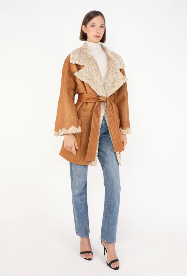 Dior Vintage Belted Shearling Coat - 6