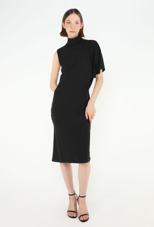 Céline 2022 Monogram Draped Silk Dress - 1