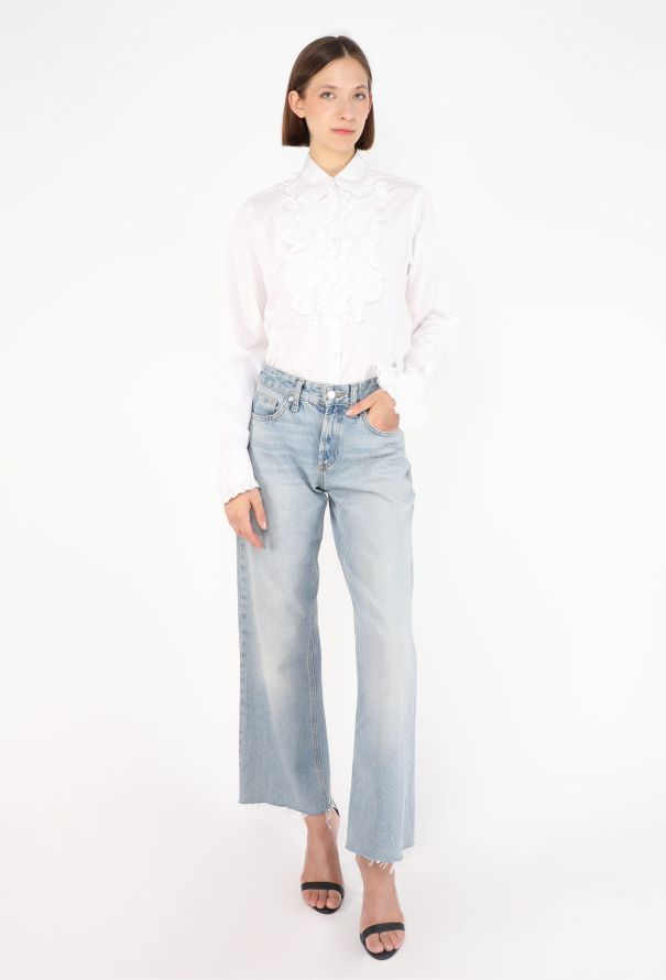 Saint Laurent Ruffled Cotton Smock Blouse - 4