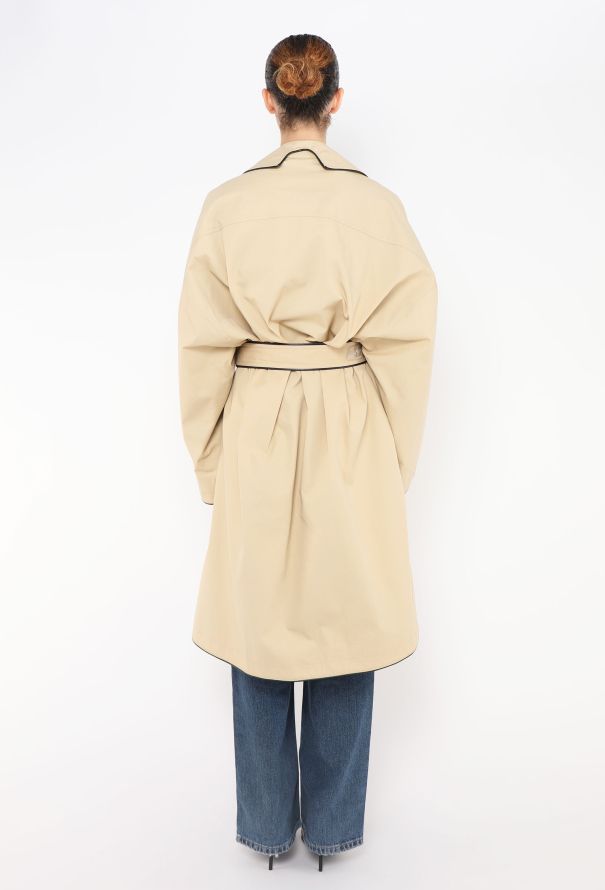 Balenciaga Gabardine Leather Trim Trench - 5
