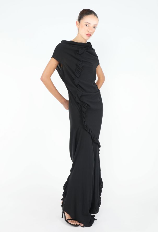Comme des Garçons Asymmetrical Ruffled Crêpe Gown - 3