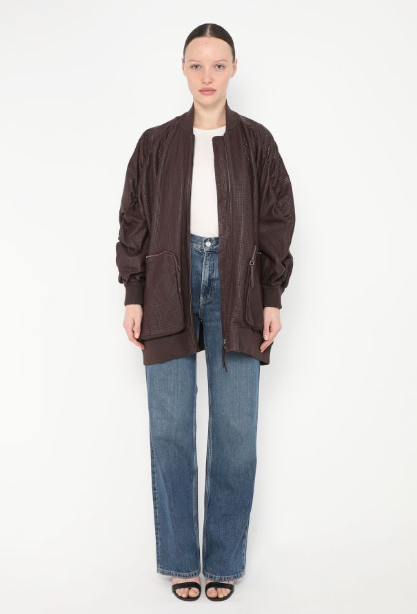 Fendi S/S 2019 Perforated Leather Bomber Jacket - 3 Fendi S/S 2019 Perforated Leather Bomber Jacket - 3