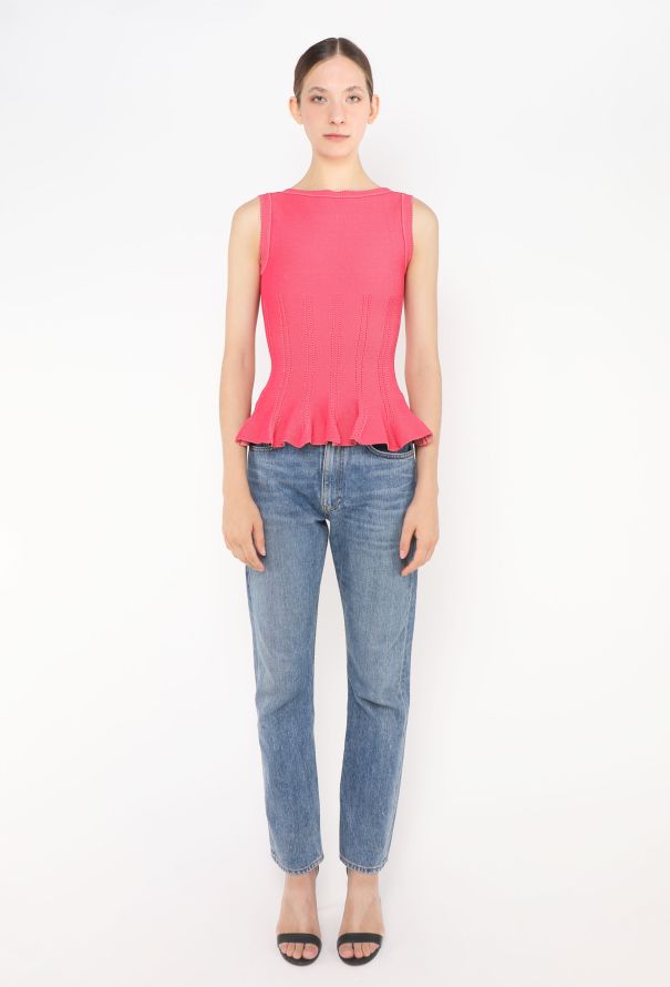 Alaïa Piqué Peplum Top - 2