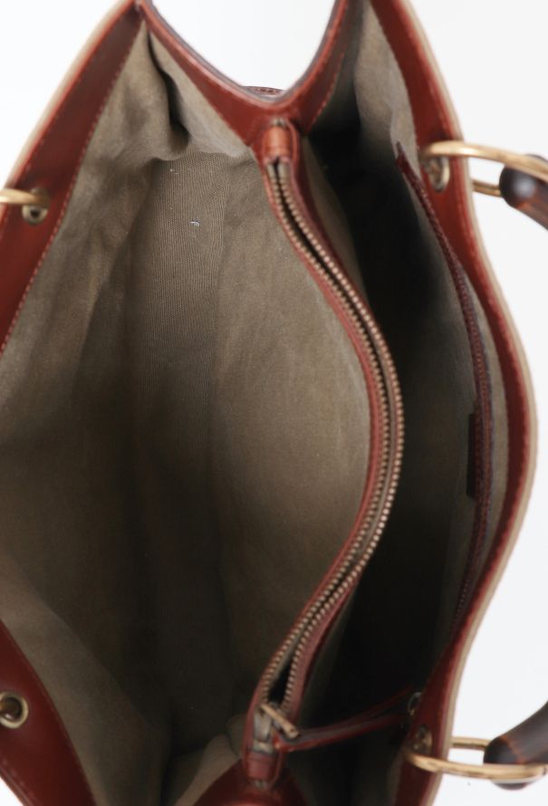Gucci Khaki Canvas Bamboo Tote Bag - 12