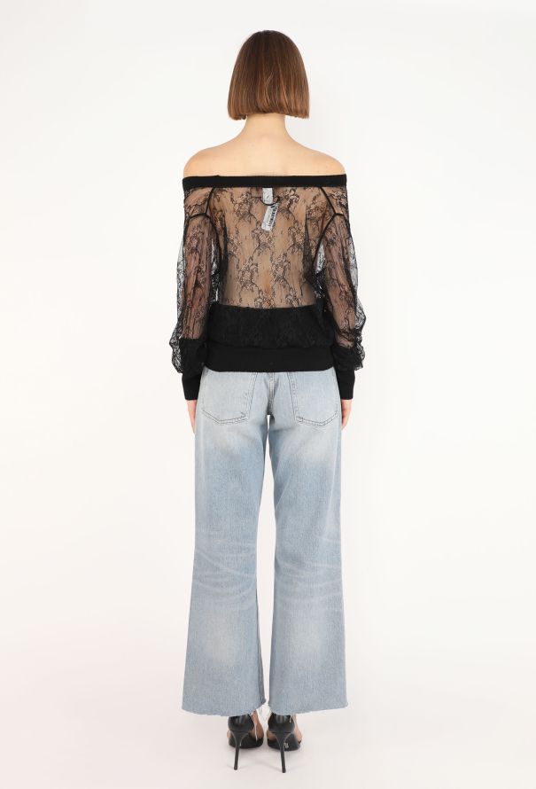 Jean Paul Gaultier Ribbed Lace Off-Shoulder Top - 5