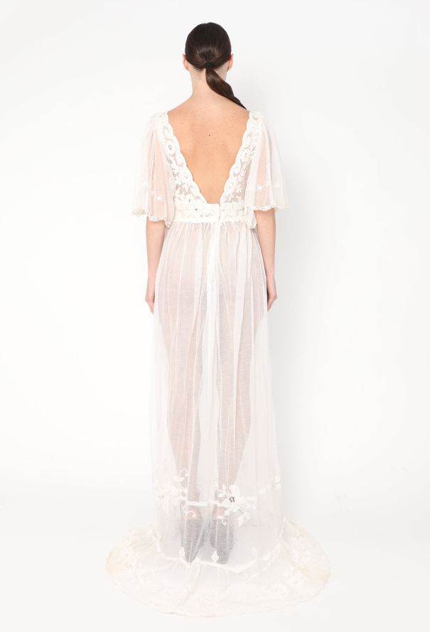 Embroidered Antique Tulle Lace Dress - 6