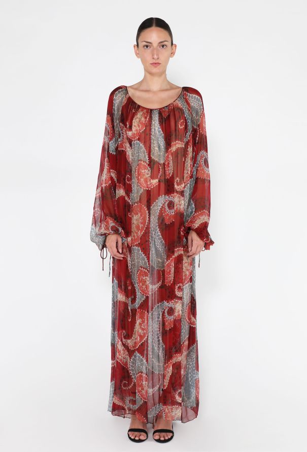 Paisley Printed Chiffon Kaftan - 1