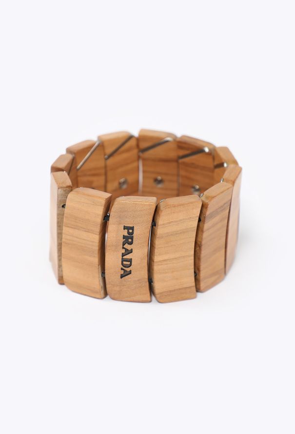 Prada Pyrographed Wooden Cuff - 1