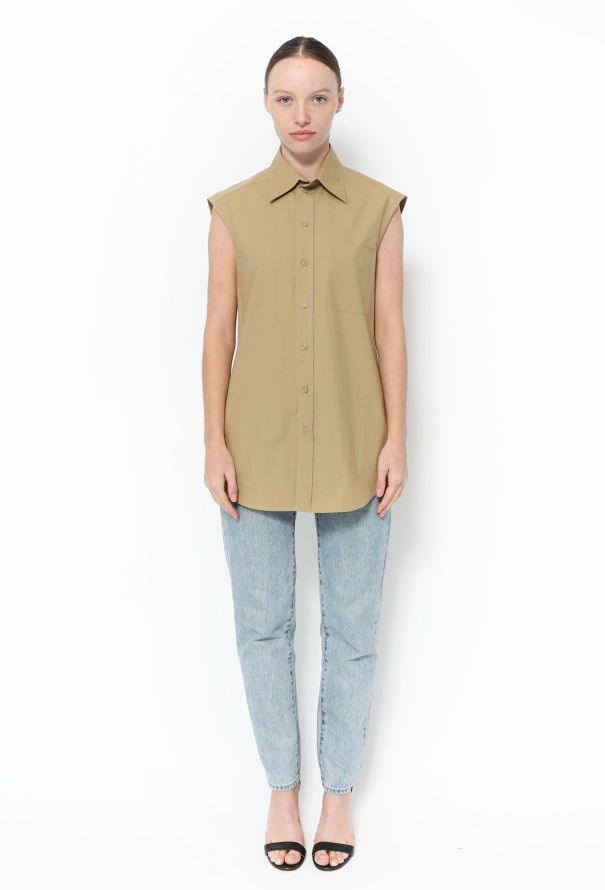 Céline Khaki Cotton Shirt - 2 Céline Khaki Cotton Shirt - 2