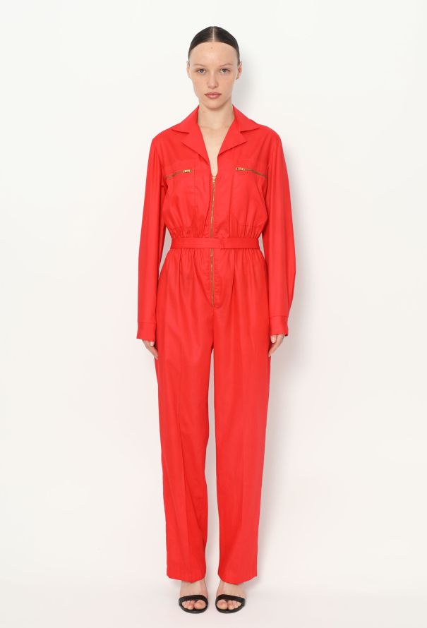 Oscar De La Renta '70s Belted Cotton Jumpsuit - 1