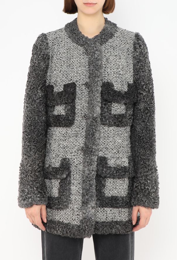 Chanel Haute Couture '90s Tweed Astrakhan Jacket - 1
