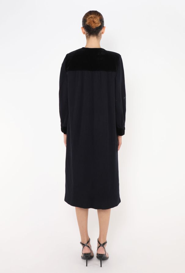 Saint Laurent Late '70s Velvet Trim Dress - 3 Saint Laurent Late '70s Velvet Trim Dress - 3