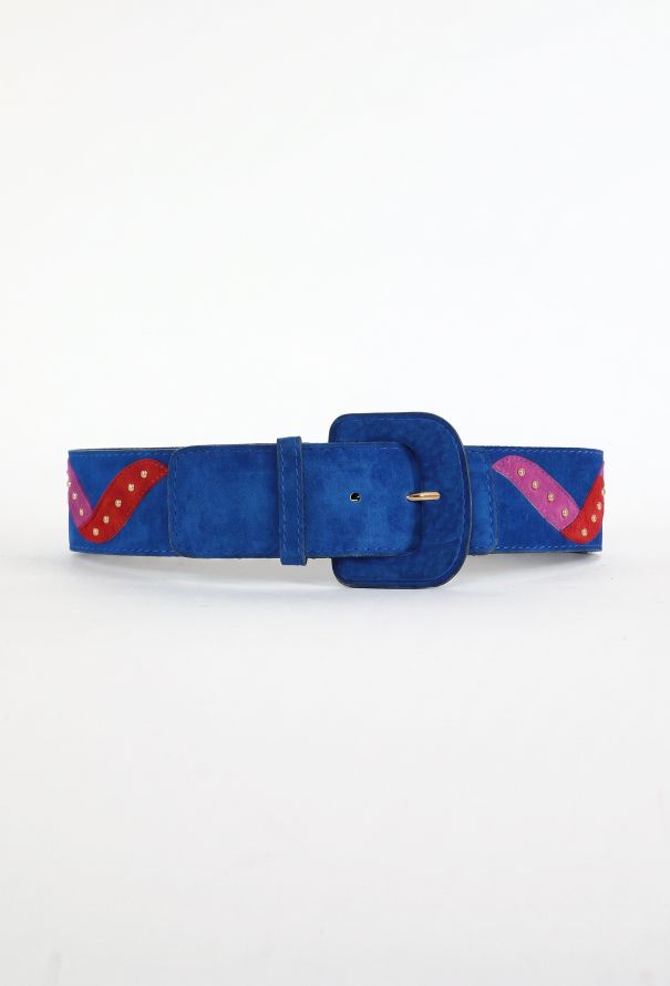 Saint Laurent Suede Serpentine Studded Belt, 1990s - 1