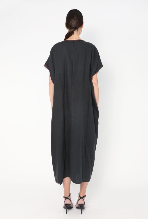 Céline S/S 2018 Leather Trim Linen Kaftan - 5 Céline S/S 2018 Leather Trim Linen Kaftan - 5