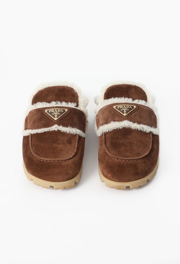Prada 2025 Suede Shearling Mules - 2
