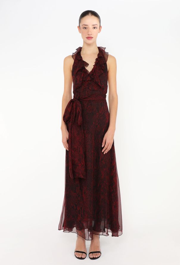 Saint Laurent S/S 2013 Snake Print Chiffon Gown - 1