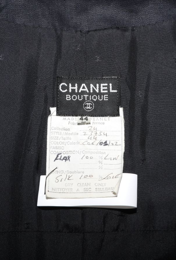 Chanel 1992 Linen Grosgrain Pocket Dress - 5 Chanel 1992 Linen Grosgrain Pocket Dress - 5