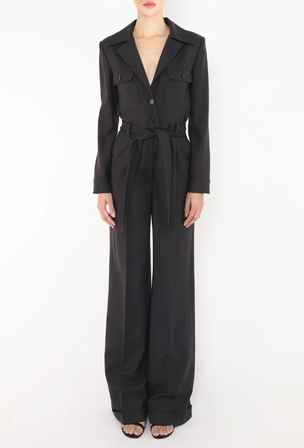 Saint Laurent S/S 2021 Belted Twill Jumpsuit - 4