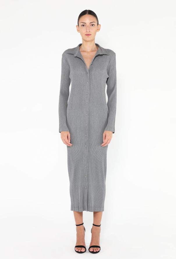 Issey Miyake Pleated Button Down Dress - 5
