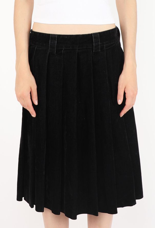 Miu Miu Velvet Logo Pleated Skirt, 2024 - 5