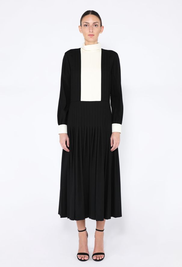 Céline 2020 Bicolor Pleated Bib Dress - 2