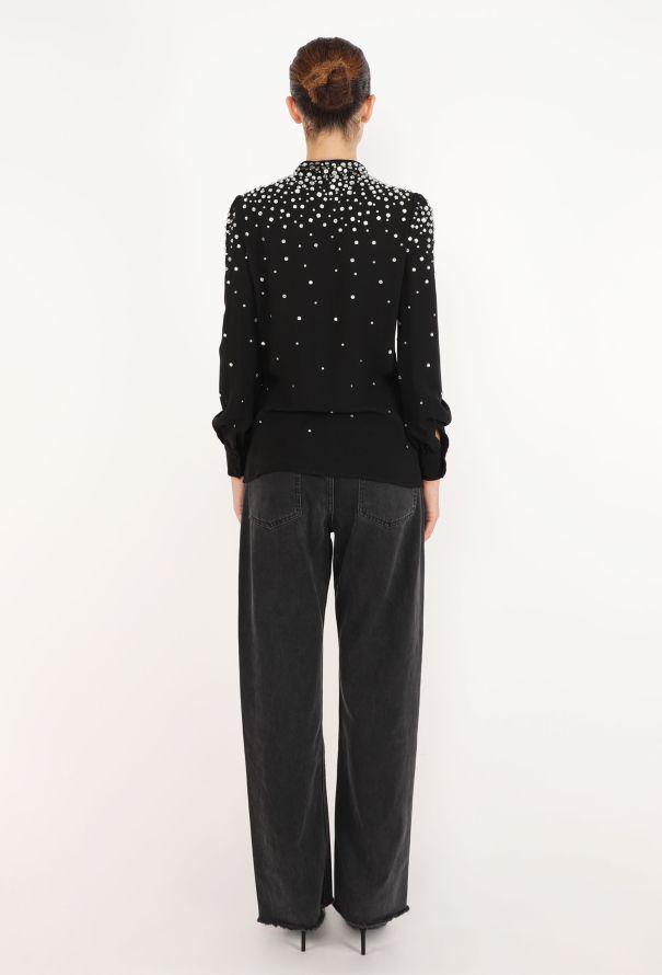 Saint Laurent Embellished Lavallière Blouse, S/S 2015 - 4