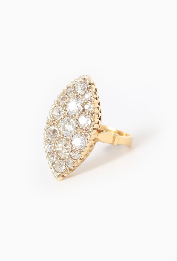 Vintage Fine Jewelry 18k Yellow Gold & Diamond Marquise Ring - 3 Vintage Fine Jewelry 18k Yellow Gold & Diamond Marquise Ring - 3