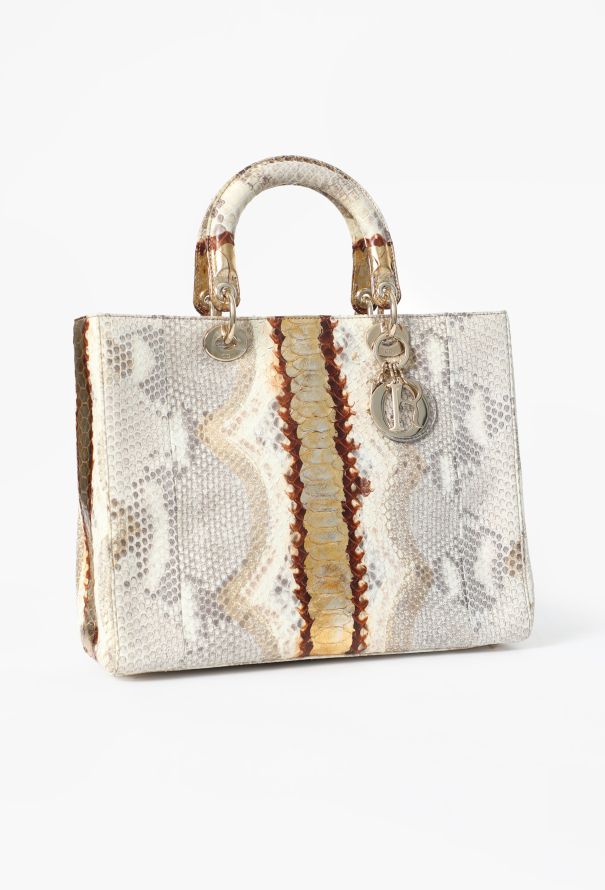 Dior Metallic Python Lady Dior Large Bag - 2