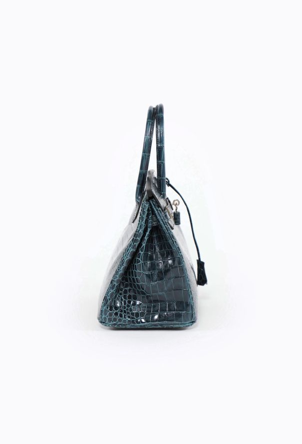 Hermès Exceptional  Vert Rousseau Porosus Birkin 30 - 5