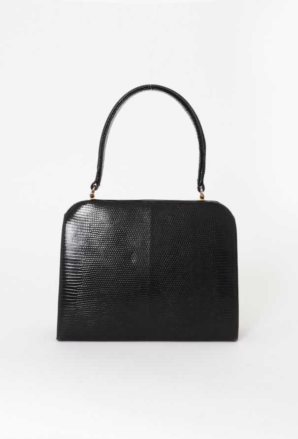 '60s Black Lizard Top Handle Bag - 3 '60s Black Lizard Top Handle Bag - 3