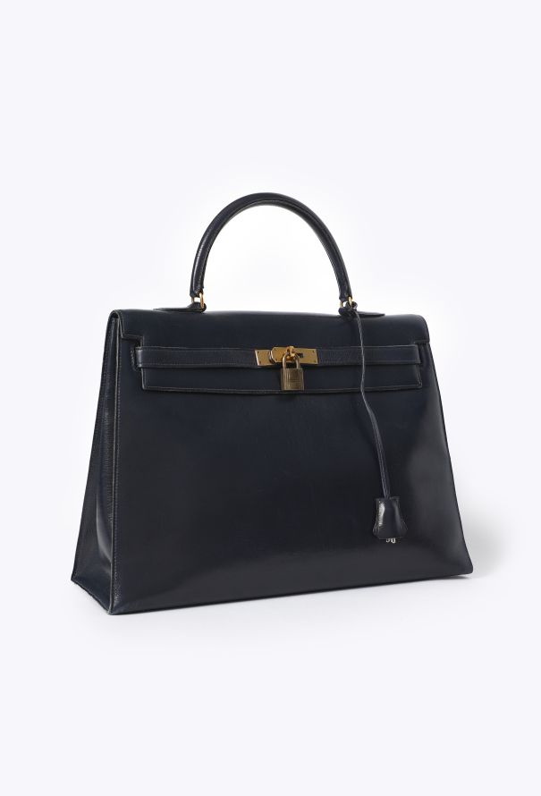 Hermès Vintage Bleu Marine Box Kelly Sellier 35 - 3