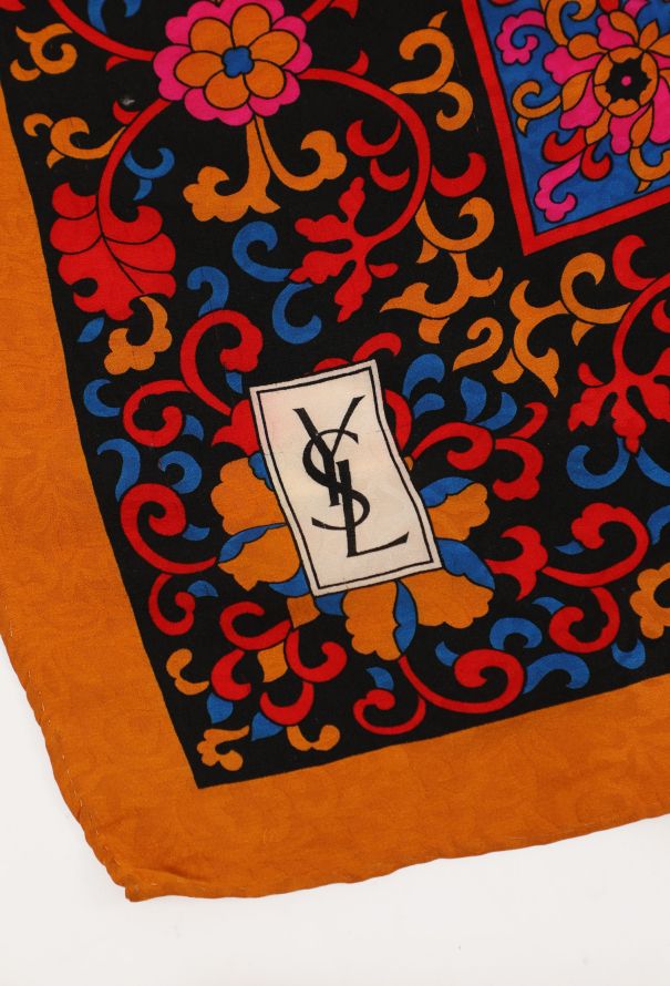 Saint Laurent Vintage Floral Silk Jacquard Scarf - 3