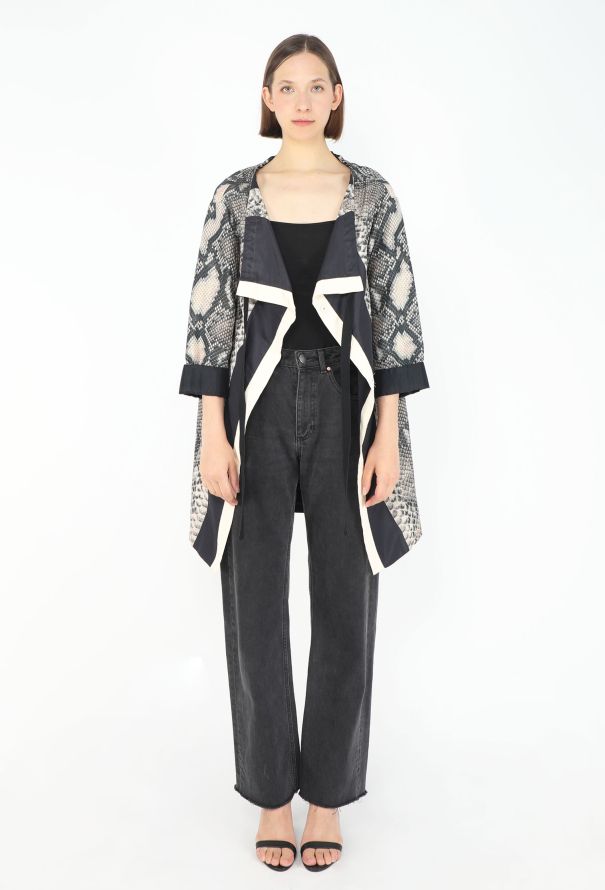 Prada 2009 Snake Print Belted Silk Jacket - 2