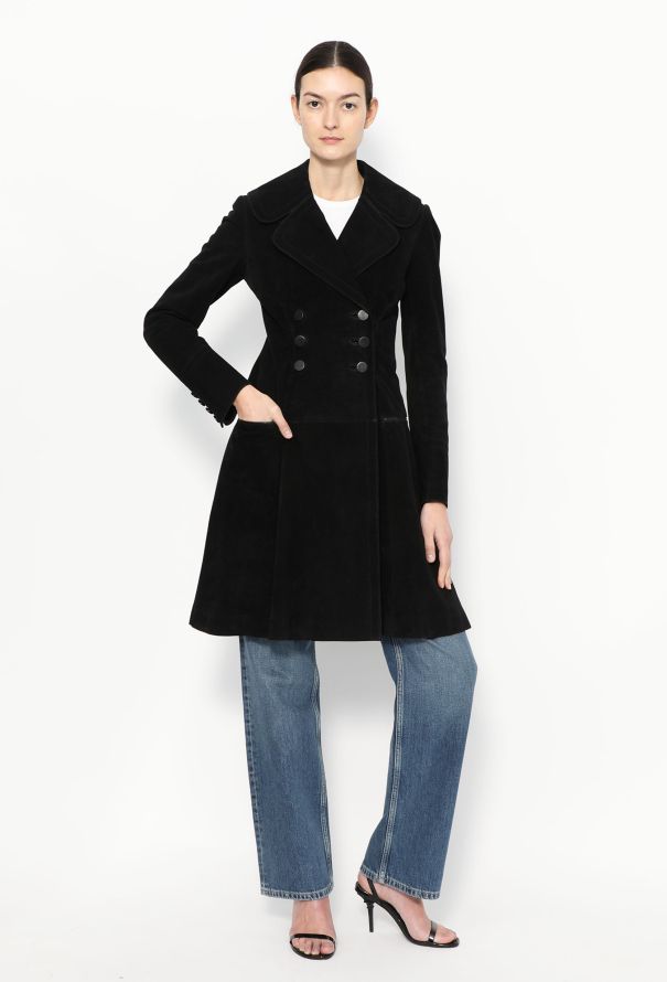 Alaïa Classic Flared Suede Coat - 4