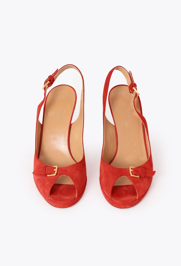 Hermès Suede Buckle Slingbacks - 3