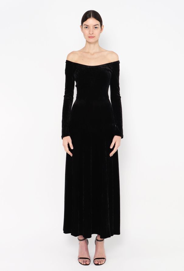Chanel 1993 Off-Shoulder Velvet Gown - 1