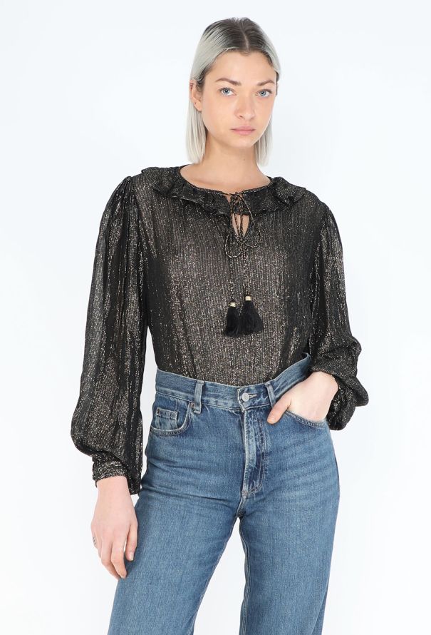 Saint Laurent RARE 1976 Russian Lamé Tassel Blouse - 2