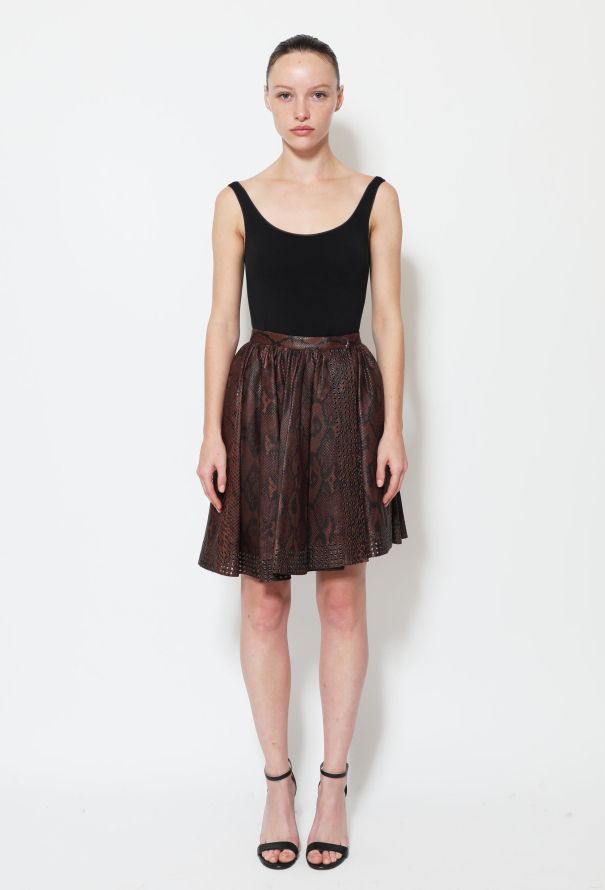 ALAÏA Women's Black Eyelet Leather Skater Skirt