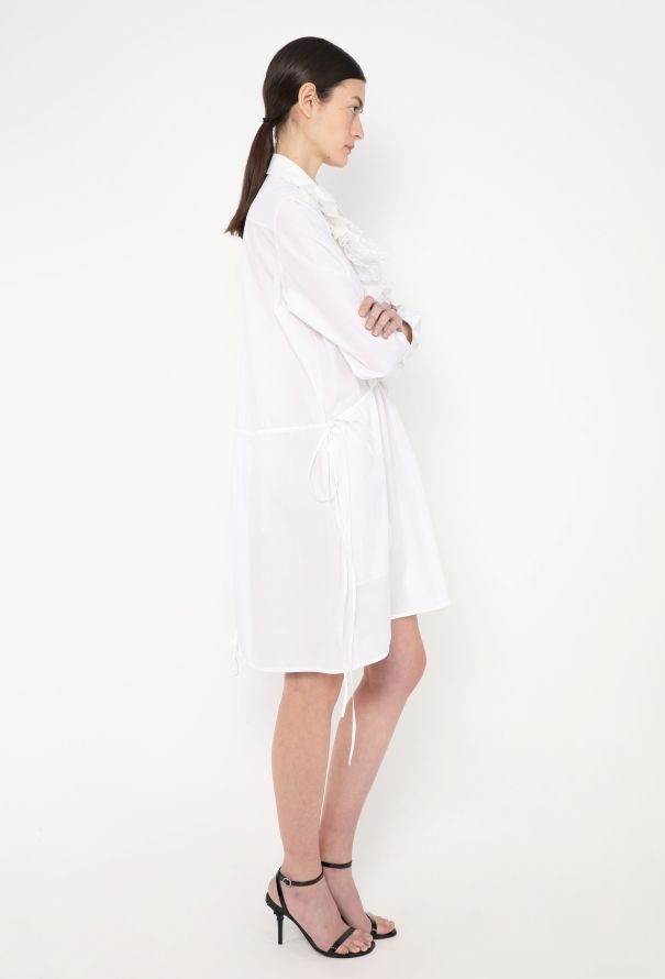Chloé Ruffled Poplin Lace Shirt Dress - 4 Chloé Ruffled Poplin Lace Shirt Dress - 4