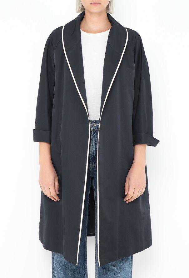 Prada Bicolor Trim Silk Coat - 2