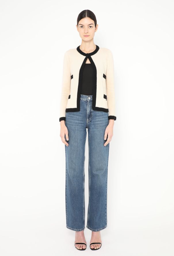 Chanel Woven Trim Cashmere Cardigan - 3 Chanel Woven Trim Cashmere Cardigan - 3