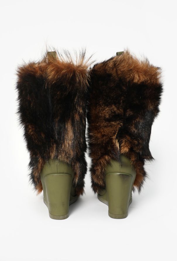 Céline 2012 Fur Wedge Boots - 4