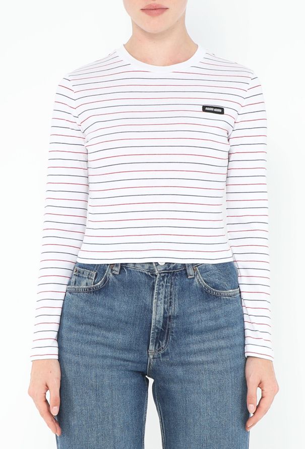 Miu Miu 2022 Striped Logo T-Shirt - 1