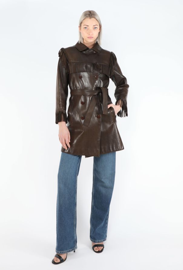 Saint Laurent COLLECTOR 1968 Haute Couture Leather Fringe Coat - 4