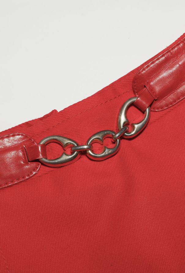 Céline '70s Leather Horsebit Twill Skirt - 5