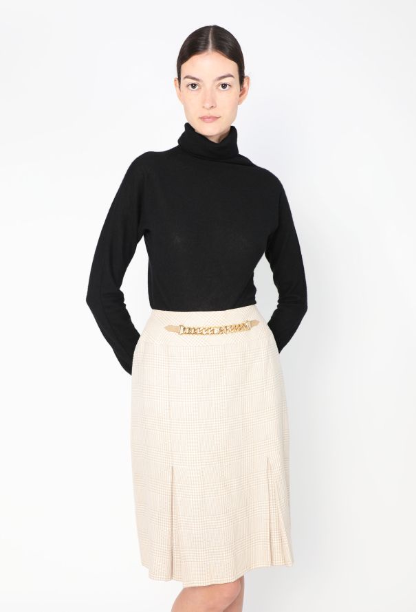 Céline Vintage Houndstooth Chainlink Skirt - 1
