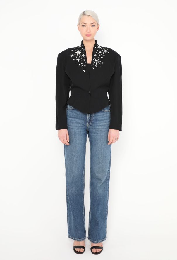 Thierry Mugler 1985 Strass Appliqué Peplum Jacket - 3