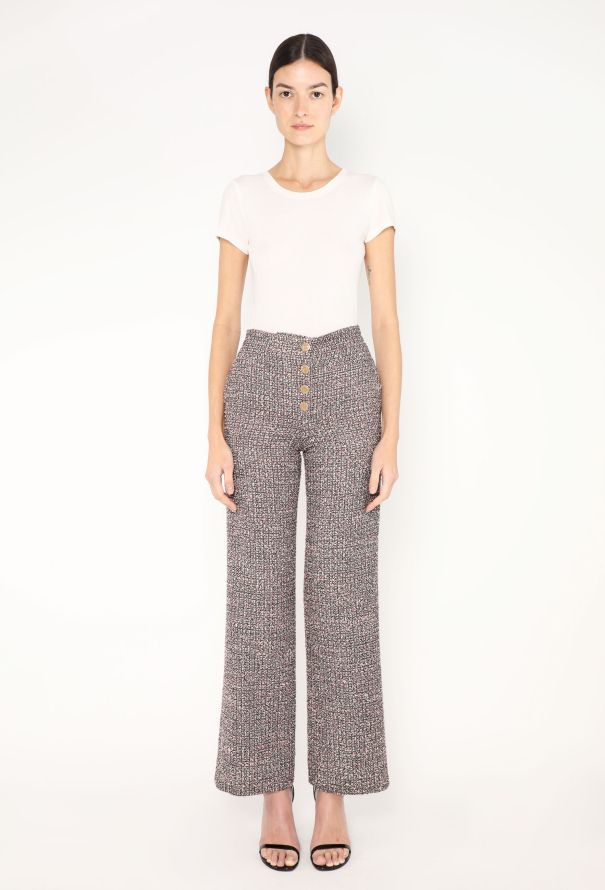 Chanel 2013 Frayed Tweed 'CC' Pants - 1